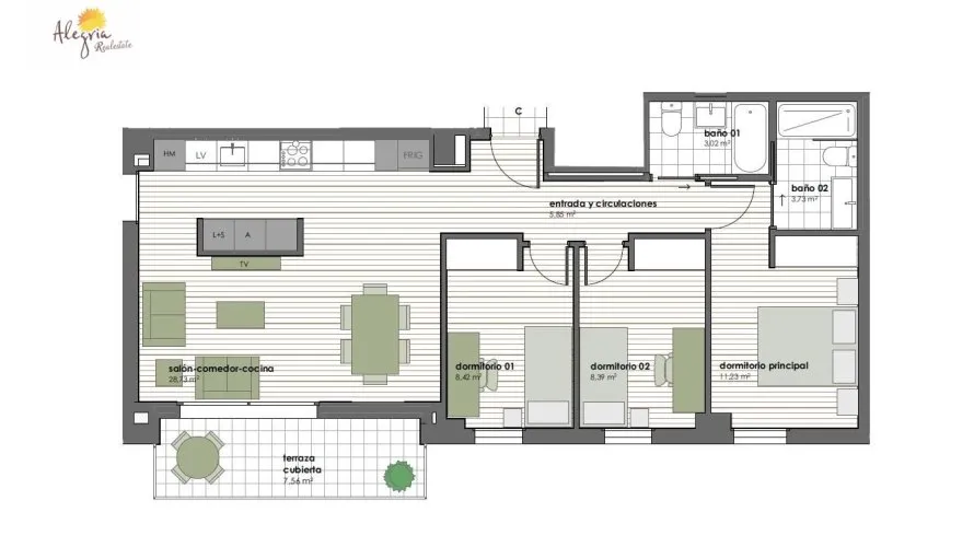 Apartamento de 1 dormitorio en Valencia, España No. 1672 № 3